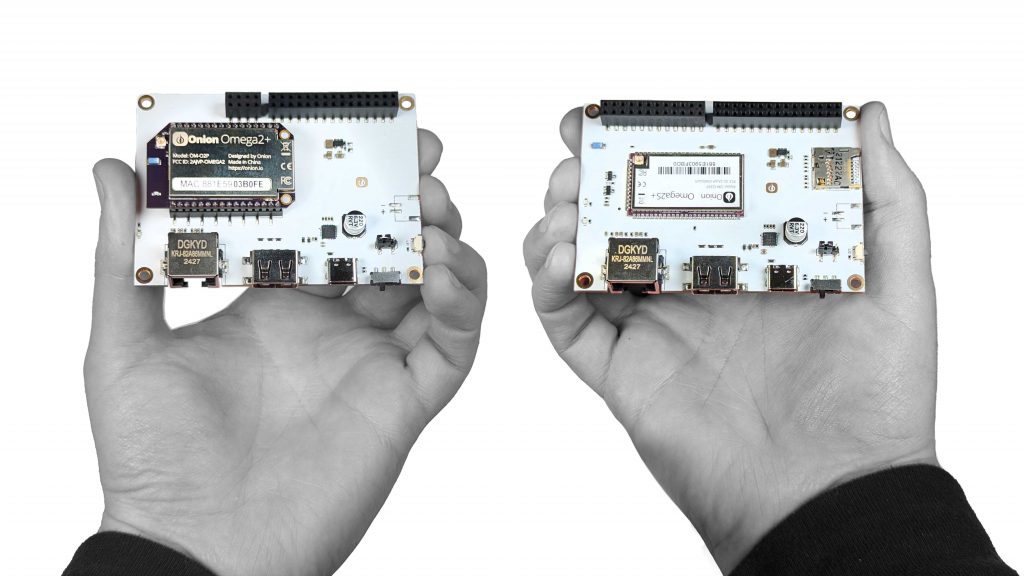 Left: Omega2 Eval Board, Right: Omega2S Eval Board