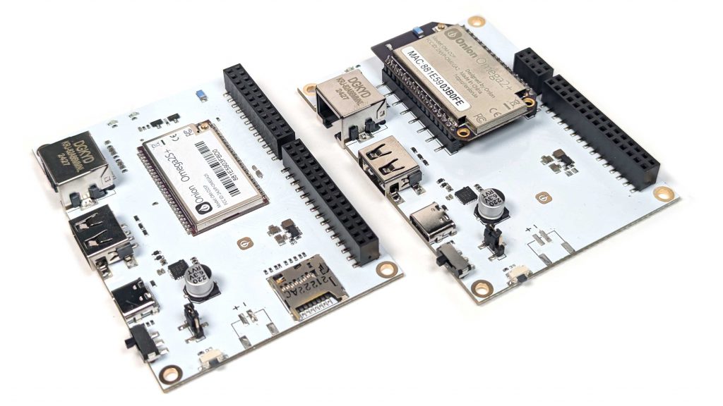 Left: Omega2S Eval Board, Right: Omega2 Eval Board